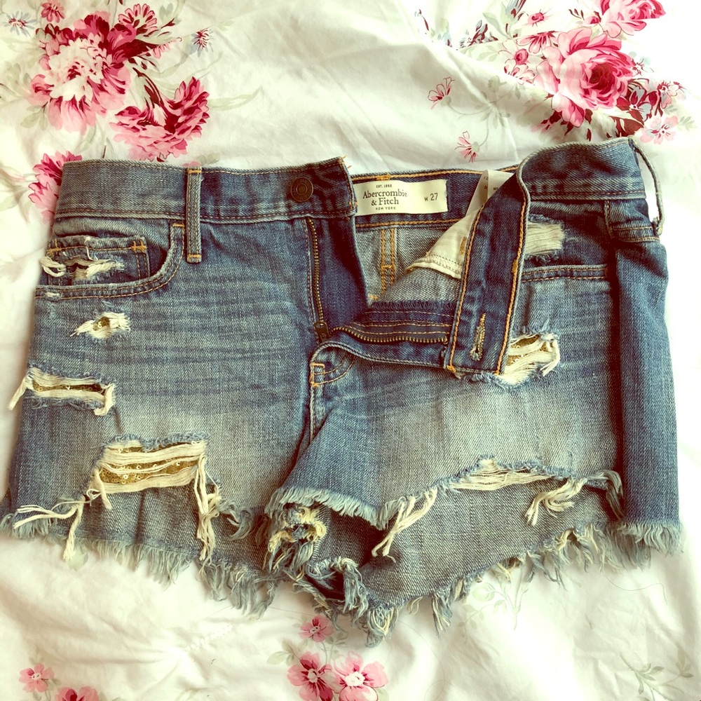 Abercrombie & Fitch Jean Sequin Shorts Size 27!